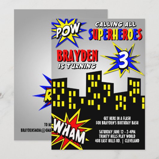 Superheld in de stad Boys Birthday Kaart (Voorkant / Achterkant)