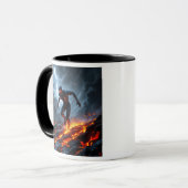 Superheld in een futuristische combinatie. mok (Voorkant links)