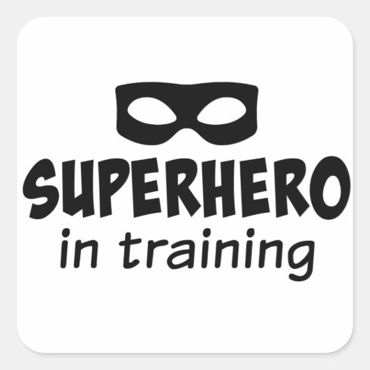 Superheld in training vierkante sticker (Voorkant)