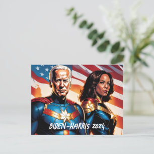 Superheld Joe Biden en Kamala Harris Briefkaart