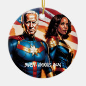 Superheld Joe Biden en Kamala Harris Keramisch Ornament (Voorkant)