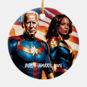 Superheld Joe Biden en Kamala Harris Keramisch Ornament (Achterkant)