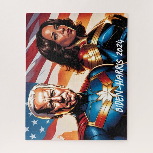 Superheld Joe Biden en Kamala Harris Legpuzzel (Verticaal)