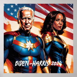 Superheld Joe Biden en Kamala Harris Poster