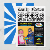 Superheld Joint Twins Birthday Boy Girl Foto Bedankkaart (Voorkant / Achterkant)