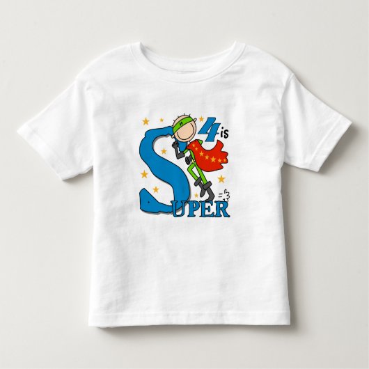 Superheld Jongen 4e Verjaardag Tshirts en geschenk (Voorkant)