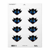 Superheld jongen in gevleugelde schild etiket (Full Sheet)