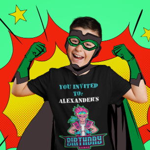 Superheld jongen Pink & Green Game Avatar en maske Kaart
