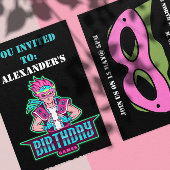 Superheld jongen Pink & Green Game Avatar en maske Kaart