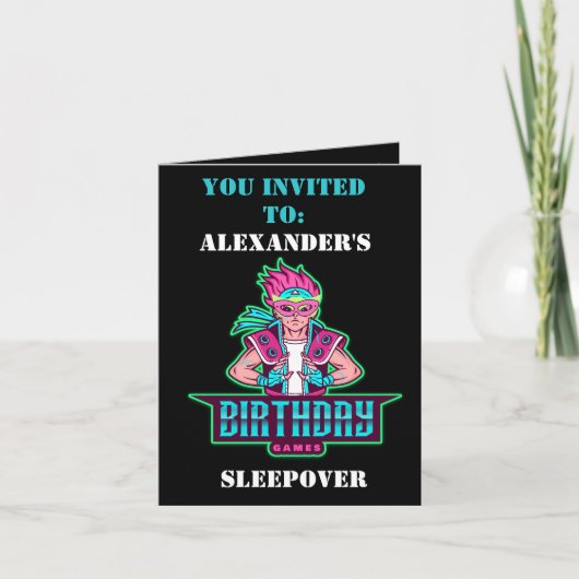 Superheld jongen Roze & Groene Game Avatar en mask (Voorkant)