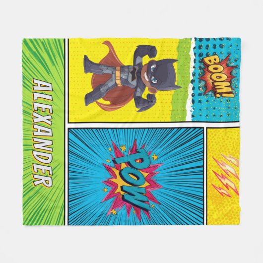 Superheld jongens deken met eigen naam (Voorkant (Horizontaal))