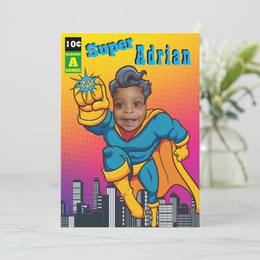 Superheld Justice Birthday Kaart (Staand voorkant)