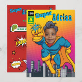 Superheld Justice Birthday Kaart (Voorkant / Achterkant)