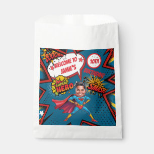 Superheld Karikatuur Actie-Packed Boys Verjaardag Bedankzakje