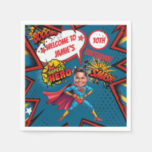 Superheld Karikatuur Actie-Packed Boys Verjaardag