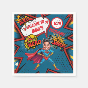 Superheld Karikatuur Actie-Packed Boys Verjaardag Servet