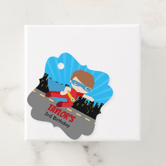 Superheld Kids Birthday Party Favor Labels (jongen (In situ)