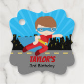 Superheld Kids Birthday Party Favor Labels (jongen (Voorkant)