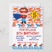 Superheld Kids Birthday Party Uitnodigingen voor j (Voorkant)