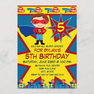Superheld Kinder Boys Birthday Party Invitation Bl Kaart