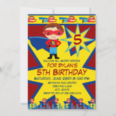 Superheld Kinder Boys Birthday Party Invitation Re Kaart (Voorkant)