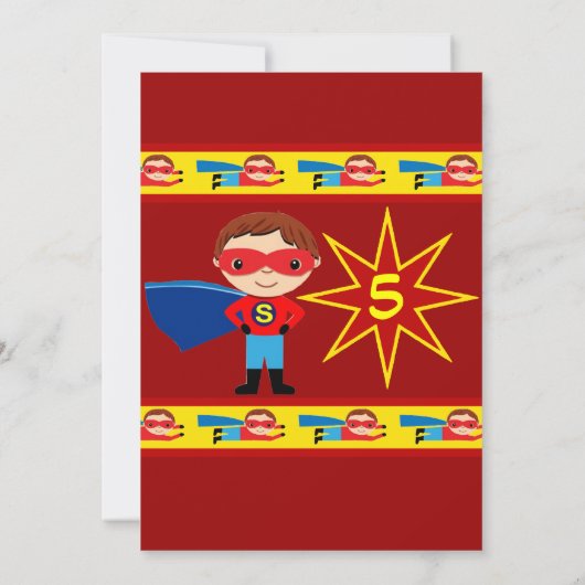 Superheld Kinder Boys Birthday Party Invitation Re Kaart (Achterkant)