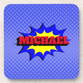 Superheld Kinder Comic Book Persoonlijke naam Bier Onderzetter (Voorkant)