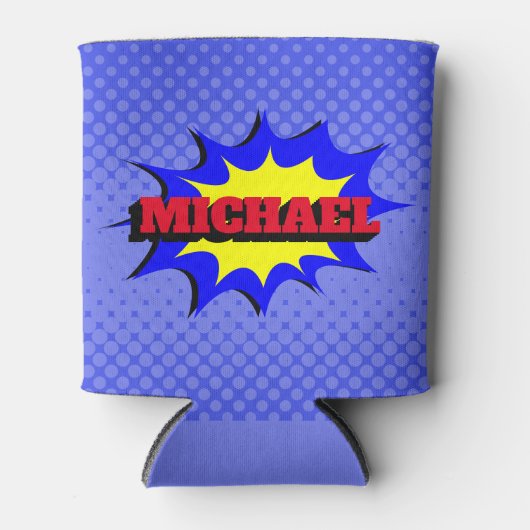 Superheld Kinder Comic Book Persoonlijke naam Blikjeskoeler (Voorkant)