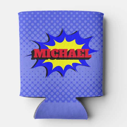 Superheld Kinder Comic Book Persoonlijke naam Blikjeskoeler (Achterkant)