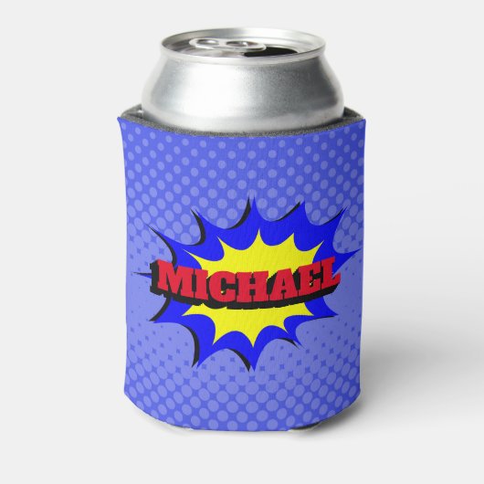 Superheld Kinder Comic Book Persoonlijke naam Blikjeskoeler (Blikje Achterkant)