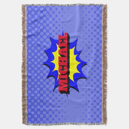 Superheld Kinder Comic Book Persoonlijke naam Deken (Voorkant Verticaal)