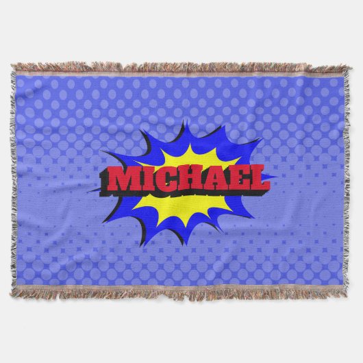 Superheld Kinder Comic Book Persoonlijke naam Deken (Voorkant)