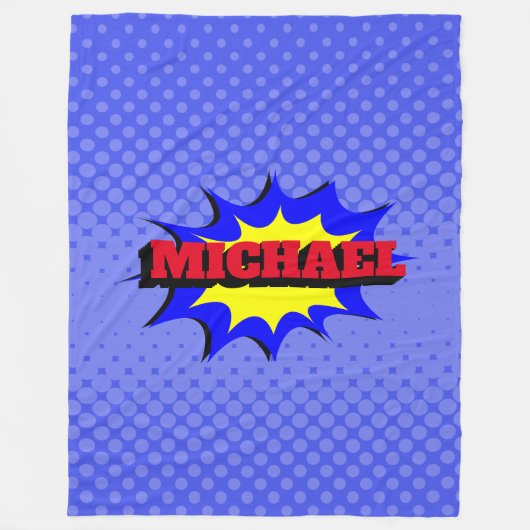 Superheld Kinder Comic Book Persoonlijke naam Fleece Deken (Voorkant)