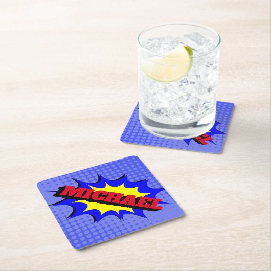 Superheld Kinder Comic Book Persoonlijke naam Kartonnen Onderzetters (Insitu)