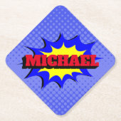 Superheld Kinder Comic Book Persoonlijke naam Kartonnen Onderzetters (Voorkant)