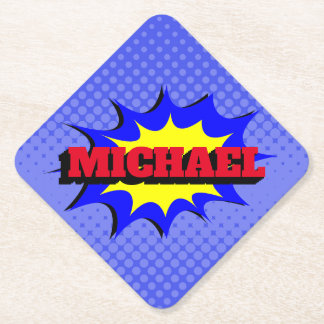 Superheld Kinder Comic Book Persoonlijke naam Kartonnen Onderzetters