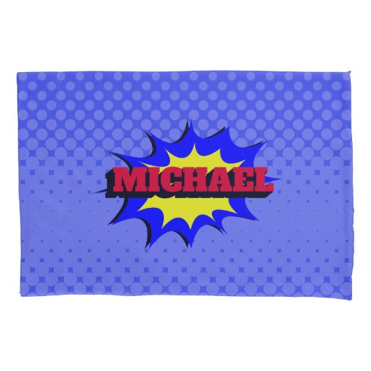 Superheld Kinder Comic Book Persoonlijke naam Kussensloop (Voorkant)