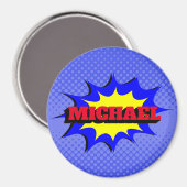 Superheld Kinder Comic Book Persoonlijke naam Magneet (Voorkant / Achterkant)