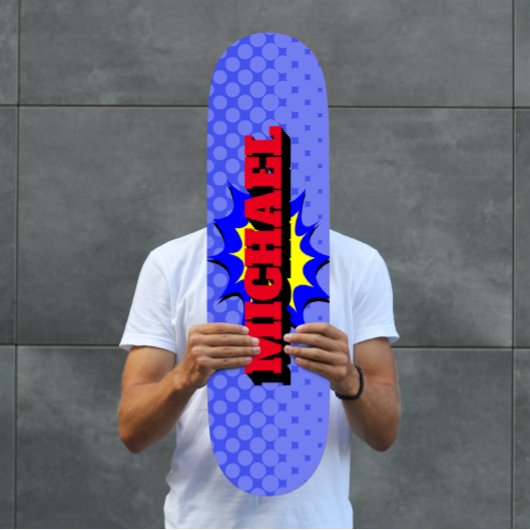 Superheld Kinder Comic Book Persoonlijke naam Persoonlijk Skateboard