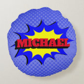 Superheld Kinder Comic Book Persoonlijke naam Rond Kussen (Achterkant)