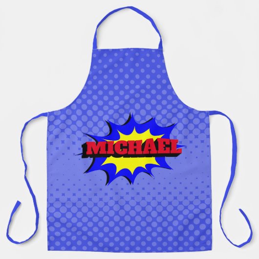 Superheld Kinder Comic Book Persoonlijke naam Schort (Voorkant)