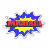 Superheld Kinder Comic Book Persoonlijke naam Sticker (Voorkant)