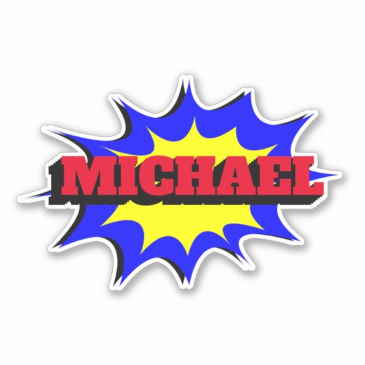 Superheld Kinder Comic Book Persoonlijke naam Sticker (Voorkant)