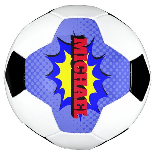 Superheld Kinder Comic Book Persoonlijke naam Voetbal (Gedraaid)