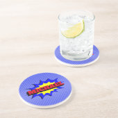 Superheld Kinder Comic Book Persoonlijke naam Zandsteen Onderzetter (Zijkant)