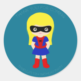 Superheld Kinder Girls Birthday Party Blue Sticker