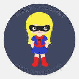 Superheld Kinder Girls Birthday Party Blue Sticker