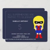 Superheld Kinder Girls Birthday Party Invitation Kaart (Voorkant / Achterkant)