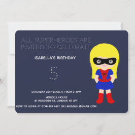 Superheld Kinder Girls Birthday Party Invitation Kaart