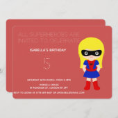 Superheld Kinder Girls Birthday Party Invitation Kaart (Voorkant / Achterkant)